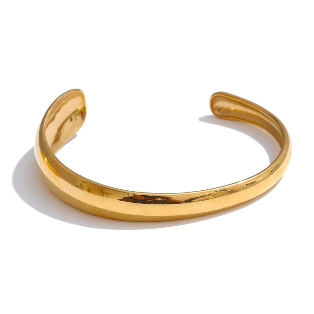 Lustrevia 18K Gold PVD Stainless Steel Layered Cuff Bracelet