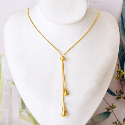 Lustrevia 18K Gold Plated Water Drop Pendant Necklace