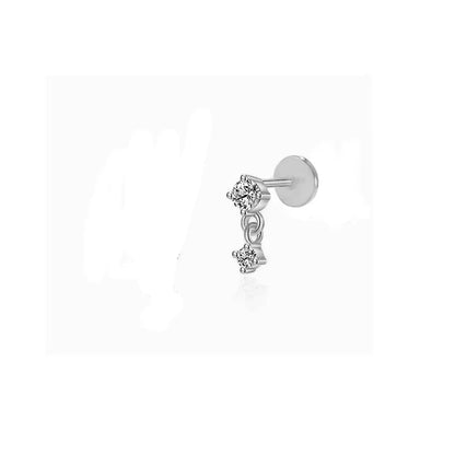 Lustrevia 925 Sterling Silver CZ Screw-Back Stud Earrings