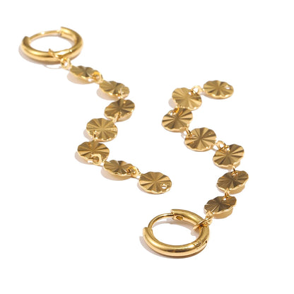 Lustrevia 18K Gold Plated Snowflake Tassel Hoop Earrings