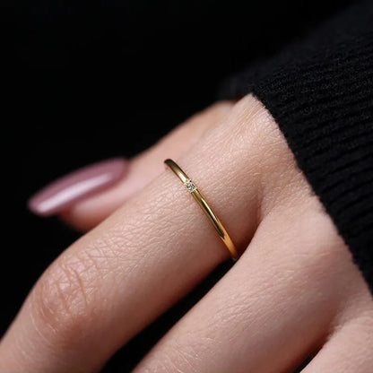 Lustrevia 18K Gold Plated Ultra Slim CZ Stackable Ring