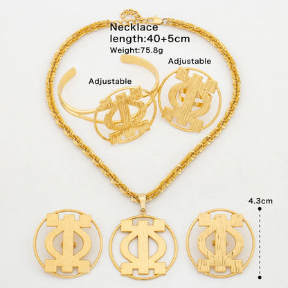 Lustrevia Gold-Tone Irregular Hollow Earrings, Necklace & Bracelet Set