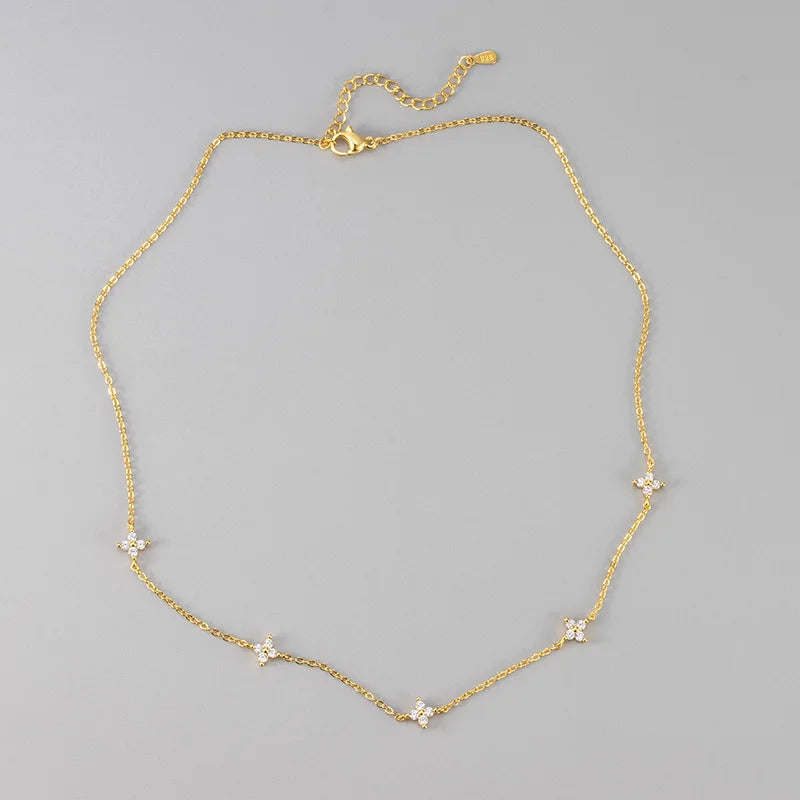 Lustrevia 18K Gold Plated Four-Leaf Clover Collar Necklace