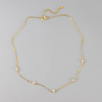Lustrevia 18K Gold Plated Four-Leaf Clover Collar Necklace