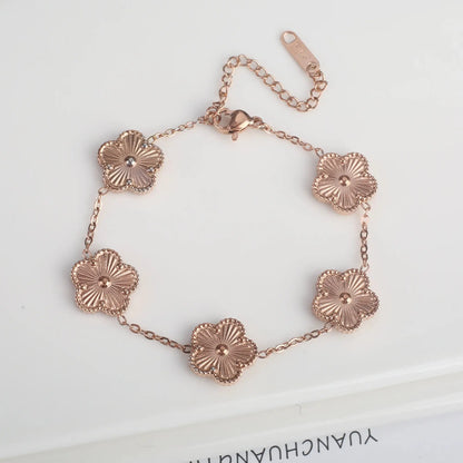 Lustrevia Shell Five-Leaf Clover Stainless Steel Bracelet