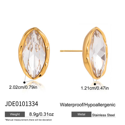 Lustrevia 18k Gold Plated Oval Stud Earrings