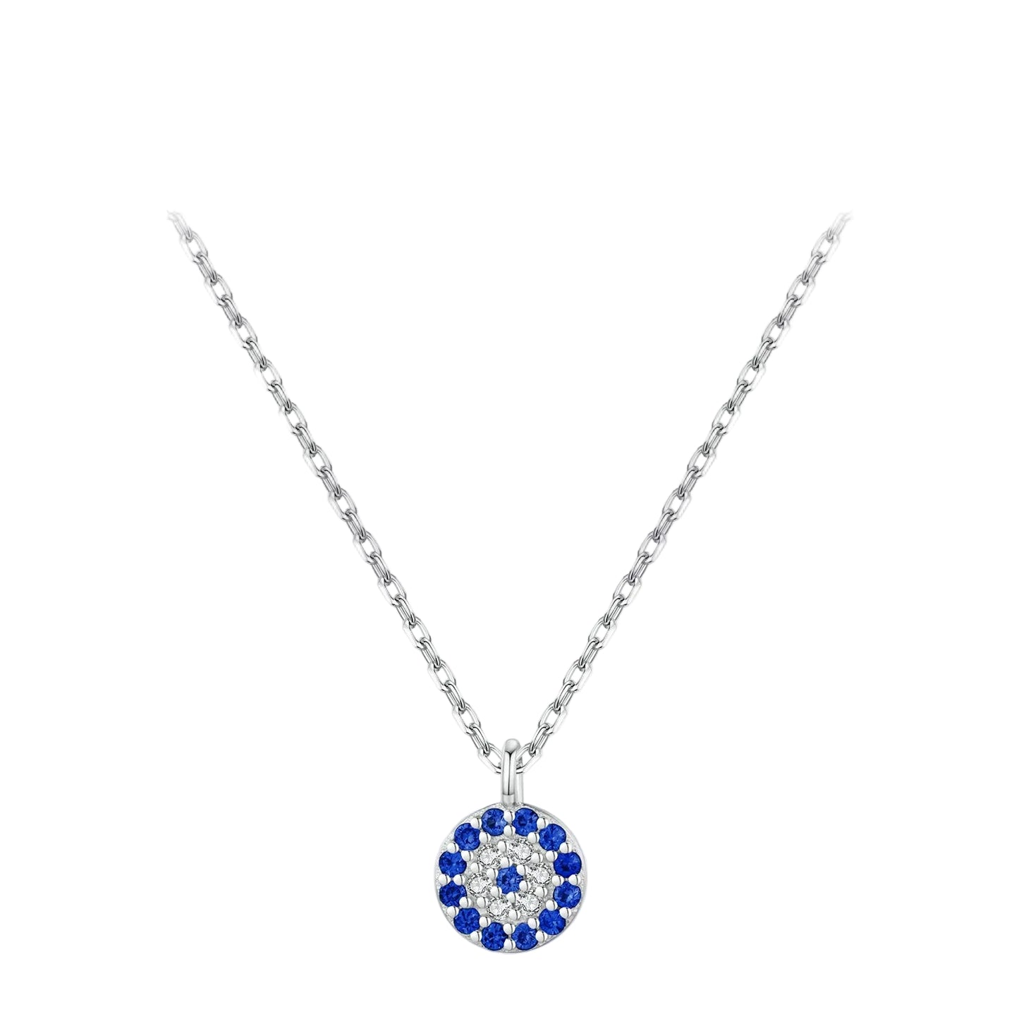 Lustrevia 925 Sterling Silver Blue Eye Zirconia Pendant Necklace