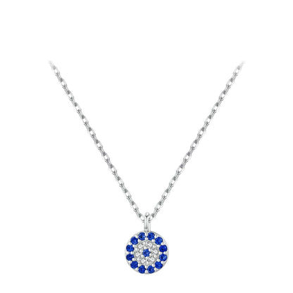 Lustrevia 925 Sterling Silver Blue Eye Zirconia Pendant Necklace