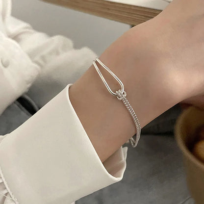 Lustrevia 925 Sterling Silver Minimalist Geometric Collage Bracelet