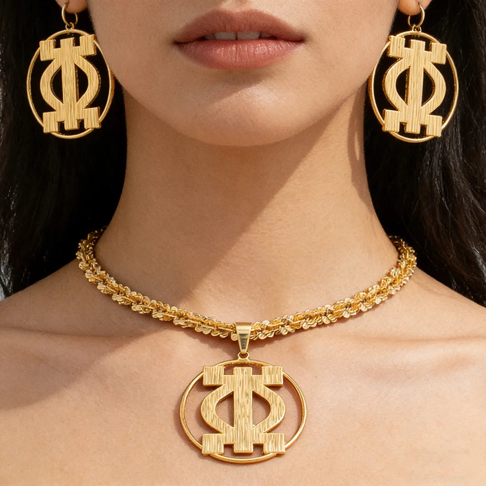Lustrevia Gold-Tone Irregular Hollow Earrings, Necklace & Bracelet Set