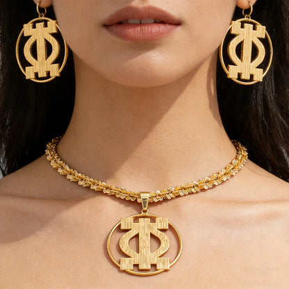 Lustrevia Gold-Tone Irregular Hollow Earrings, Necklace & Bracelet Set