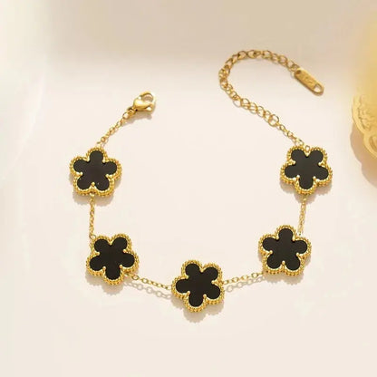 Lustrevia Shell Five-Leaf Clover Stainless Steel Bracelet