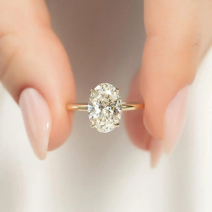 Lustrevia 925 Sterling Silver Oval Zircon Solitaire Ring