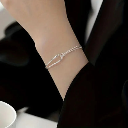 Lustrevia 925 Sterling Silver Minimalist Geometric Collage Bracelet