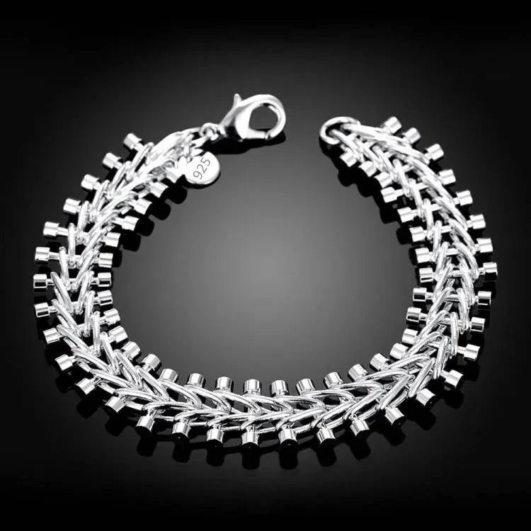 Lustrevia 925 Sterling Silver Solid Chain Charm Bracelet