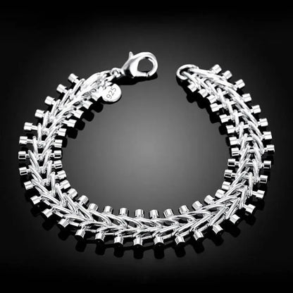 Lustrevia 925 Sterling Silver Solid Chain Charm Bracelet