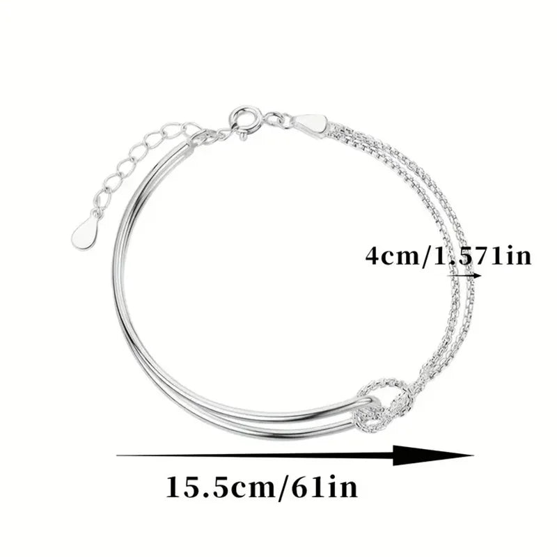 Lustrevia 925 Sterling Silver Minimalist Geometric Collage Bracelet