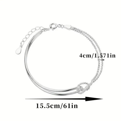 Lustrevia 925 Sterling Silver Minimalist Geometric Collage Bracelet