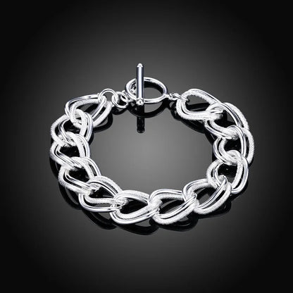 Lustrevia 925 Sterling Silver Solid Chain Charm Bracelet