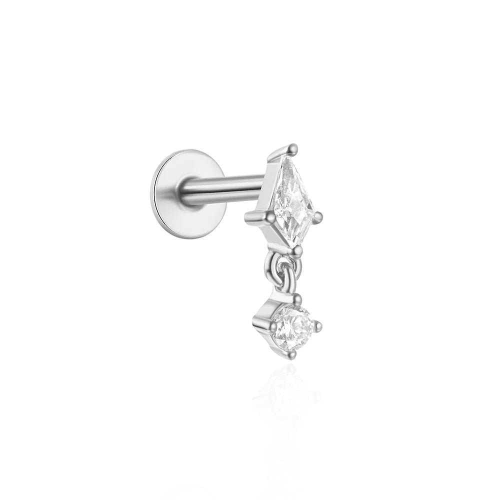 Lustrevia 925 Sterling Silver CZ Screw-Back Stud Earrings