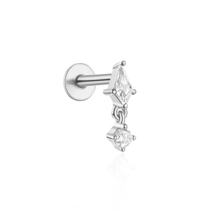 Lustrevia 925 Sterling Silver CZ Screw-Back Stud Earrings