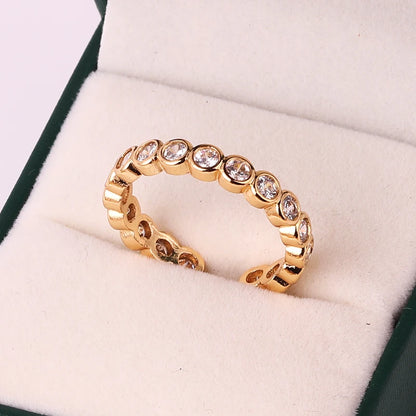 Lustrevia Rainbow Ring Gold Color Green Zircon Finger