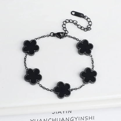 Lustrevia Shell Five-Leaf Clover Stainless Steel Bracelet
