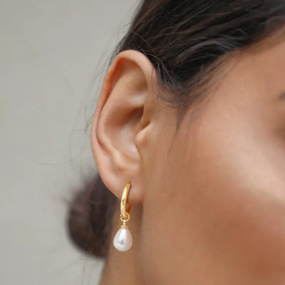 Lustrevia 18K Gold Plated Simulated Pearl Drop Earrings