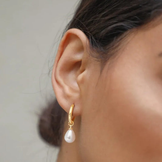 Lustrevia 18K Gold Plated Simulated Pearl Drop Earrings