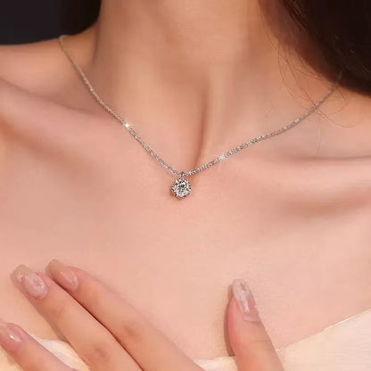 Lustrevia 925 Sterling Silver Sparkling Zircon Pendant Necklace