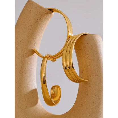 Lustrevia 18K Gold PVD Stainless Steel Layered Cuff Bracelet