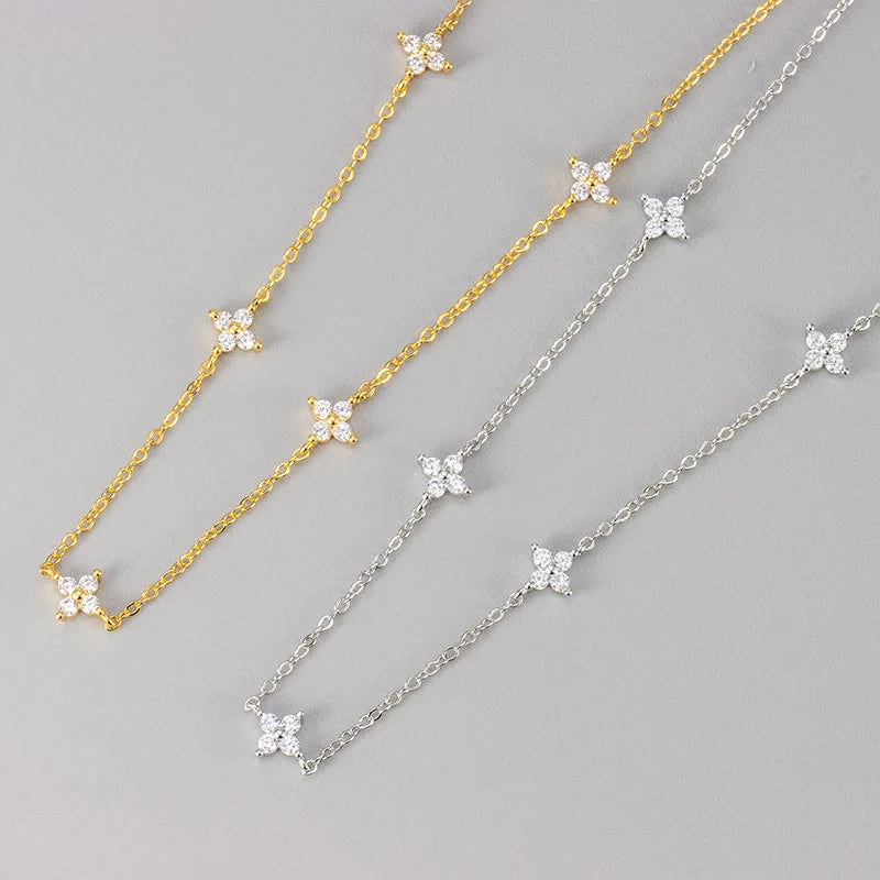 Lustrevia 18K Gold Plated Four-Leaf Clover Collar Necklace