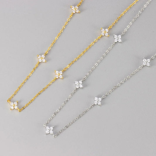 Lustrevia 18K Gold Plated Four-Leaf Clover Collar Necklace