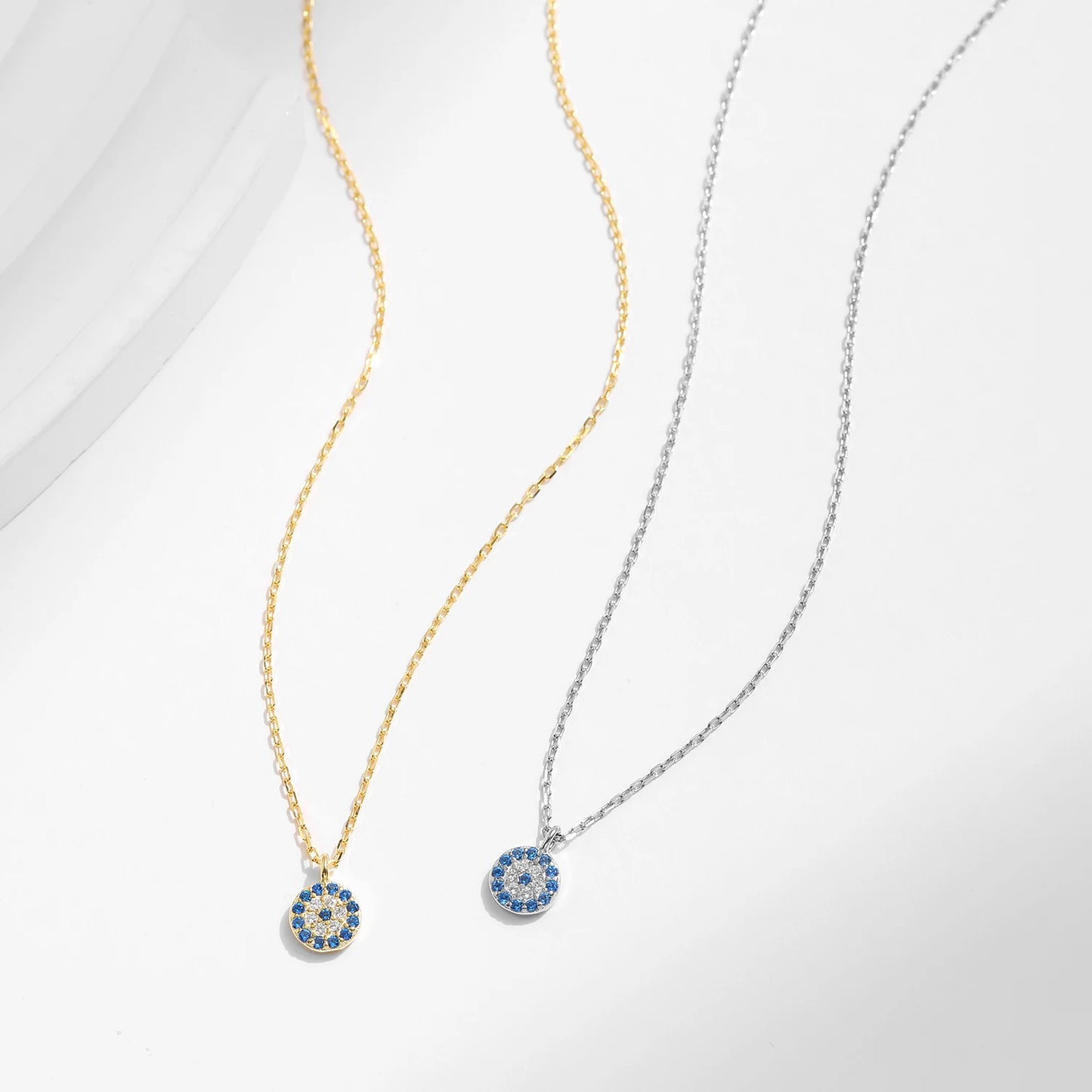 Lustrevia 925 Sterling Silver Blue Eye Zirconia Pendant Necklace