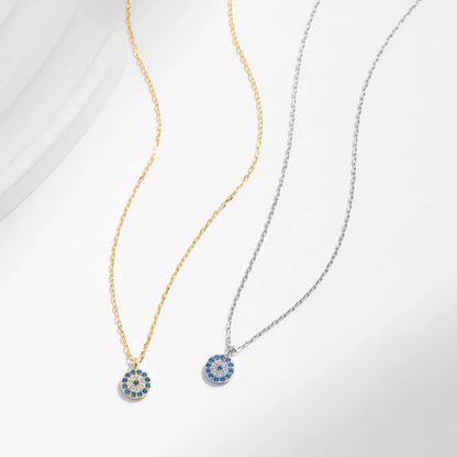 Lustrevia 925 Sterling Silver Blue Eye Zirconia Pendant Necklace