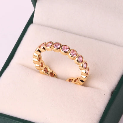 Lustrevia Rainbow Ring Gold Color Green Zircon Finger