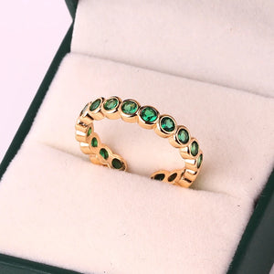 Lustrevia Rainbow Ring Gold Color Green Zircon Finger