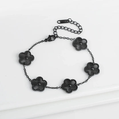 Lustrevia Shell Five-Leaf Clover Stainless Steel Bracelet