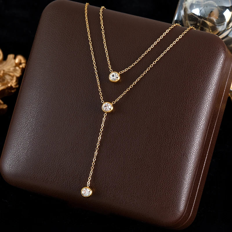 Lustrevia 18K Gold Plated Water Drop Pendant Necklace