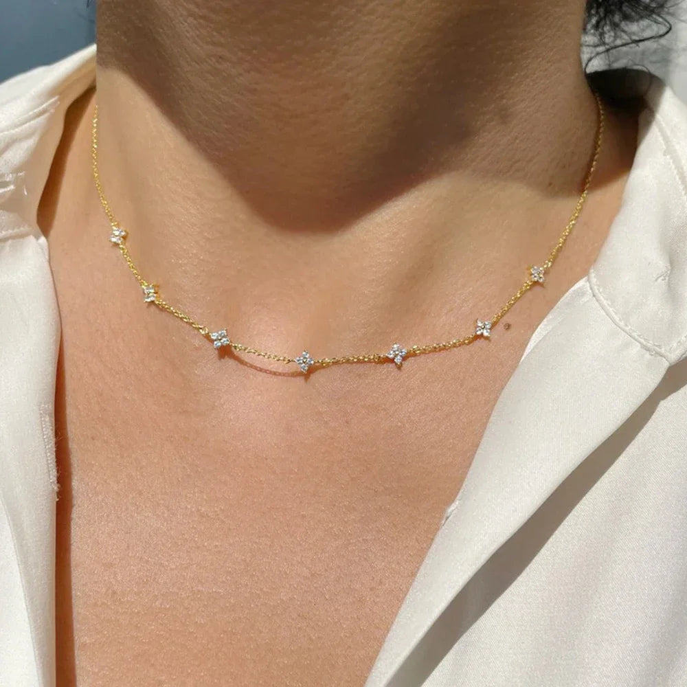 Lustrevia 18K Gold Plated Four-Leaf Clover Collar Necklace