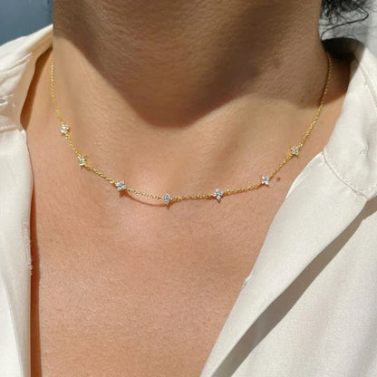 Lustrevia 18K Gold Plated Four-Leaf Clover Collar Necklace