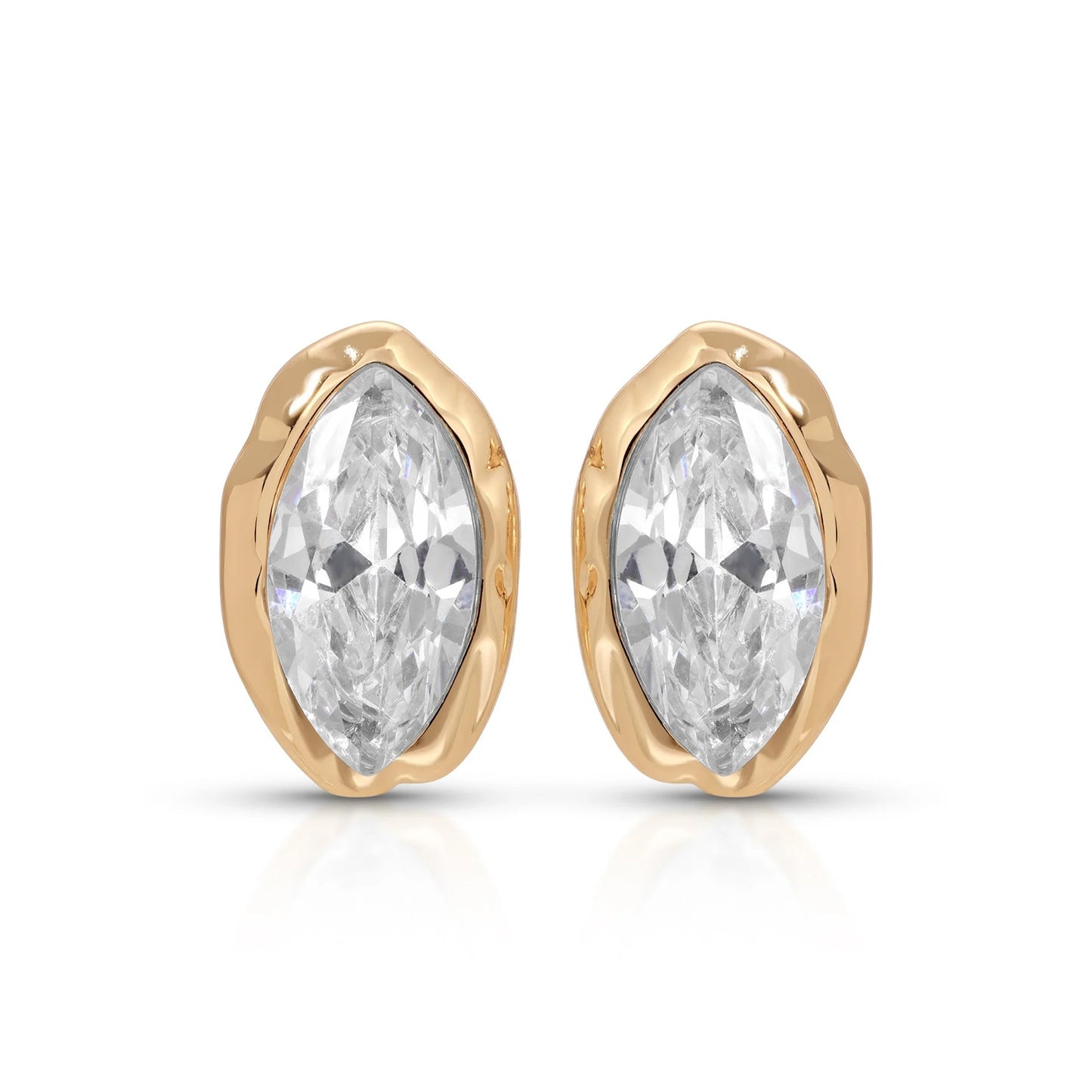 Lustrevia 18k Gold Plated Oval Stud Earrings
