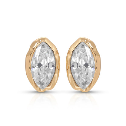 Lustrevia 18k Gold Plated Oval Stud Earrings