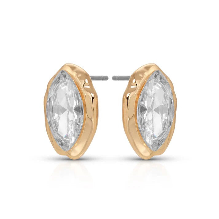 Lustrevia 18k Gold Plated Oval Stud Earrings