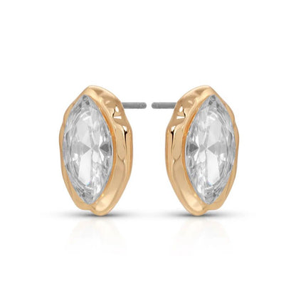 Lustrevia 18k Gold Plated Oval Stud Earrings
